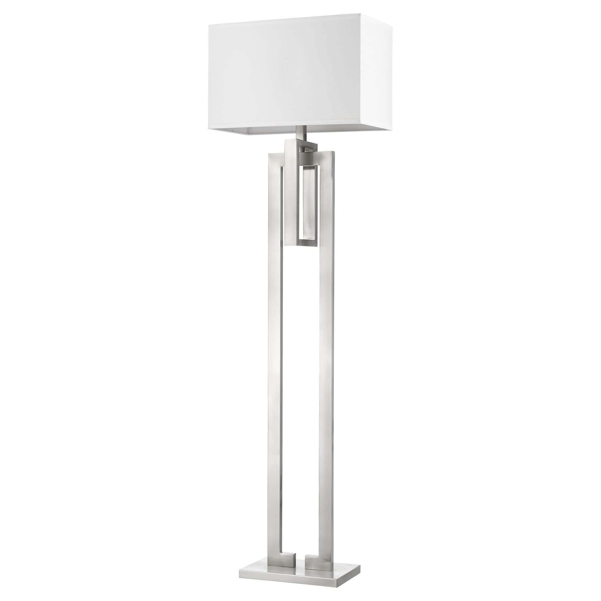 64" Nickel Traditional Shaped Floor Lamp With White Rectangular Shade - Homeroots - Flyclothing LLC