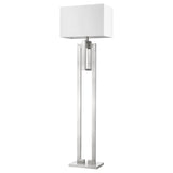 64" Nickel Traditional Shaped Floor Lamp With White Rectangular Shade - Homeroots