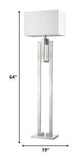 64" Nickel Traditional Shaped Floor Lamp With White Rectangular Shade - Homeroots - Flyclothing LLC