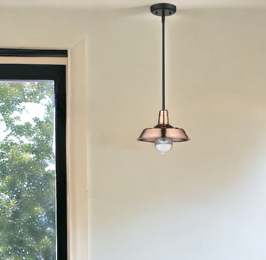 Shiny Copper Shallow Plate Adjustable Pendant Light - Homeroots