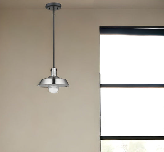 Silver Shallow Plate Adjustable Pendant Light - Homeroots