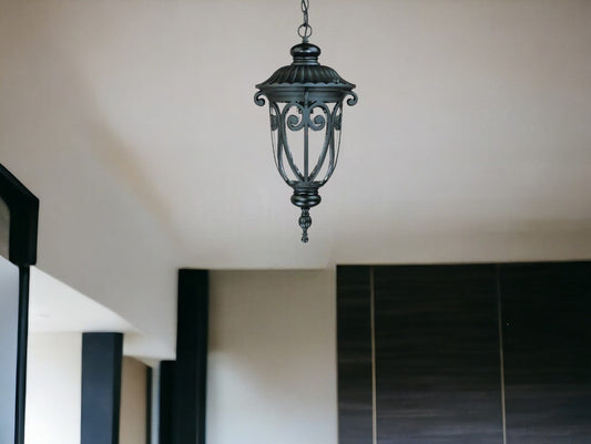 Naples 1-Light Matte Black Hanging Light - Homeroots