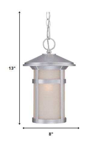 Brushed Silver Round White Glass Hanging Light - Homeroots - Flyclothing LLC