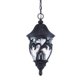 Three Light Matte Black Leaf Detail Hanging Light - Homeroots