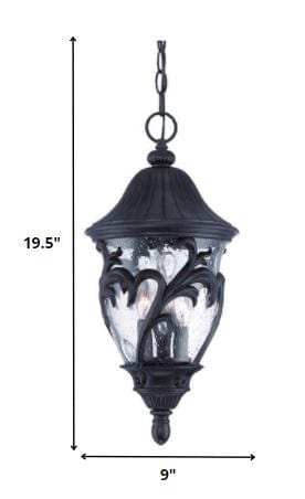 Three Light Matte Black Leaf Detail Hanging Light - Homeroots - Flyclothing LLC