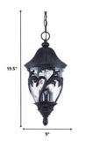 Three Light Matte Black Leaf Detail Hanging Light - Homeroots - Flyclothing LLC