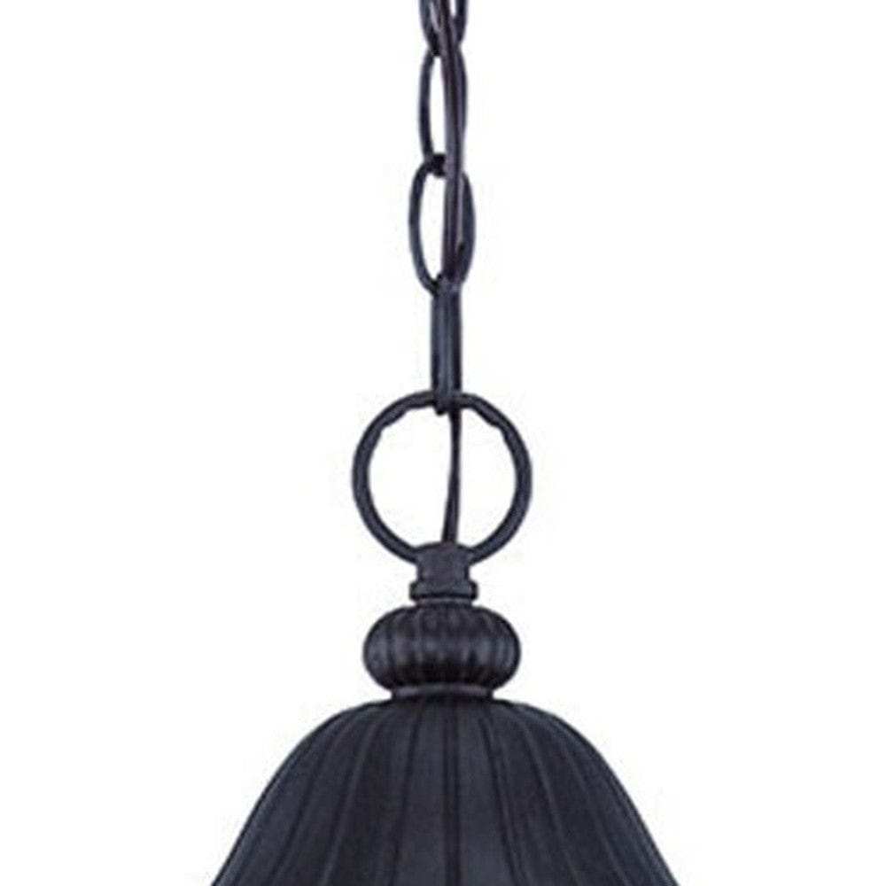 Three Light Matte Black Leaf Detail Hanging Light - Homeroots - Flyclothing LLC