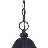 Three Light Matte Black Leaf Detail Hanging Light - Homeroots