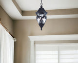 Three Light Matte Black Leaf Detail Hanging Light - Homeroots