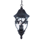 XL Three Light Matte Black Leaf Detail Hanging Light - Homeroots