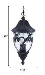 XL Three Light Matte Black Leaf Detail Hanging Light - Homeroots - Flyclothing LLC