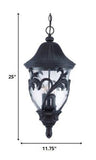 XL Three Light Matte Black Leaf Detail Hanging Light - Homeroots - Flyclothing LLC