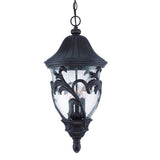 XL Three Light Matte Black Leaf Detail Hanging Light - Homeroots