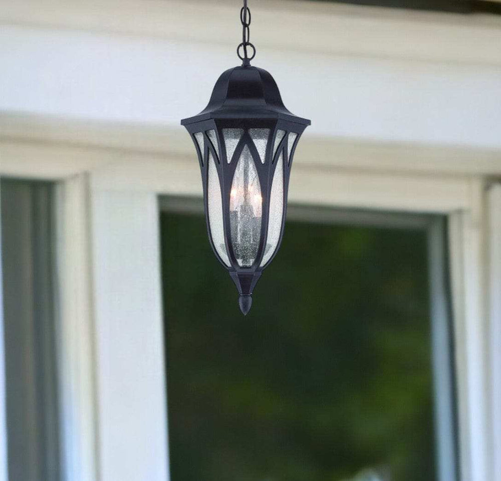 Antique Bronze Geometric Glass Hanging Light - Homeroots - Flyclothing LLC