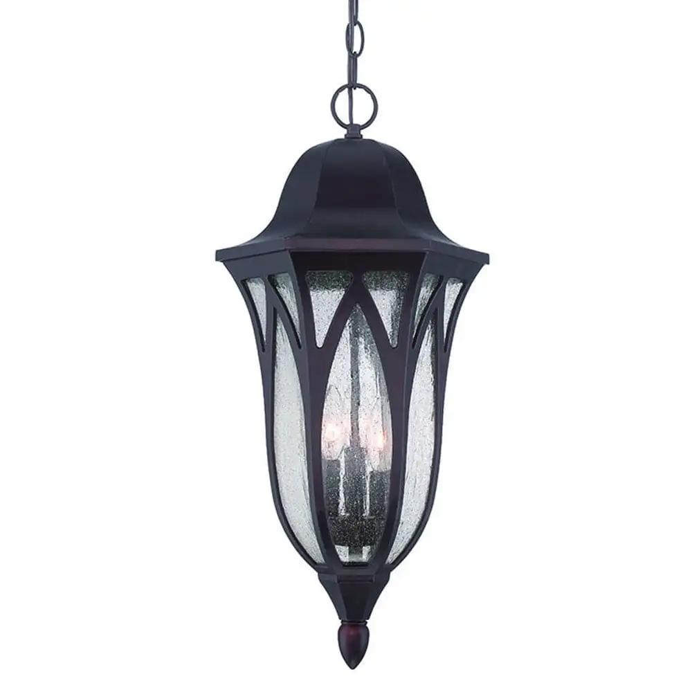 XL Matte Black Geometric Glass Hanging Light - Homeroots