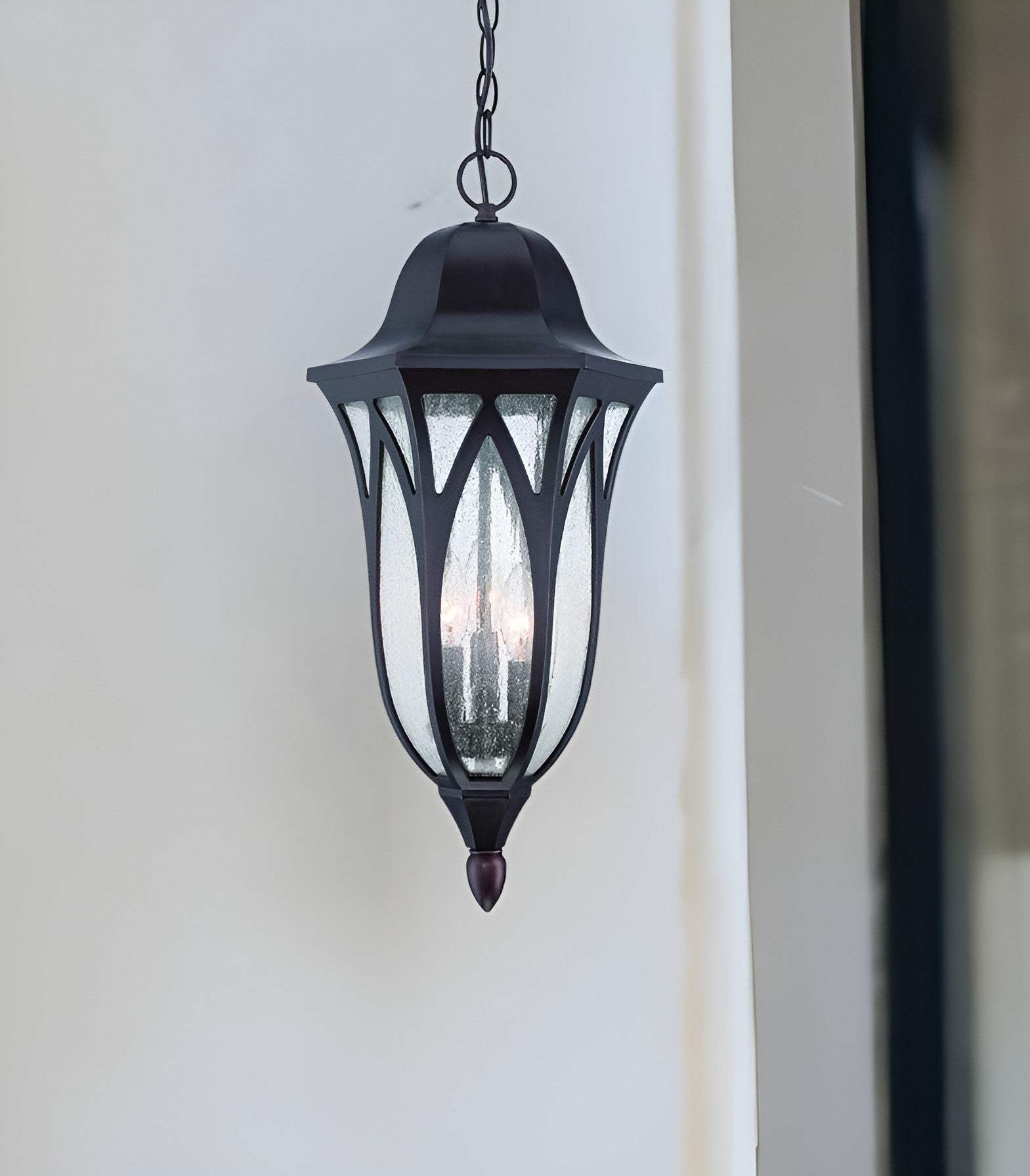 XL Antique Bronze Geometric Glass Hanging Light - Homeroots - Flyclothing LLC