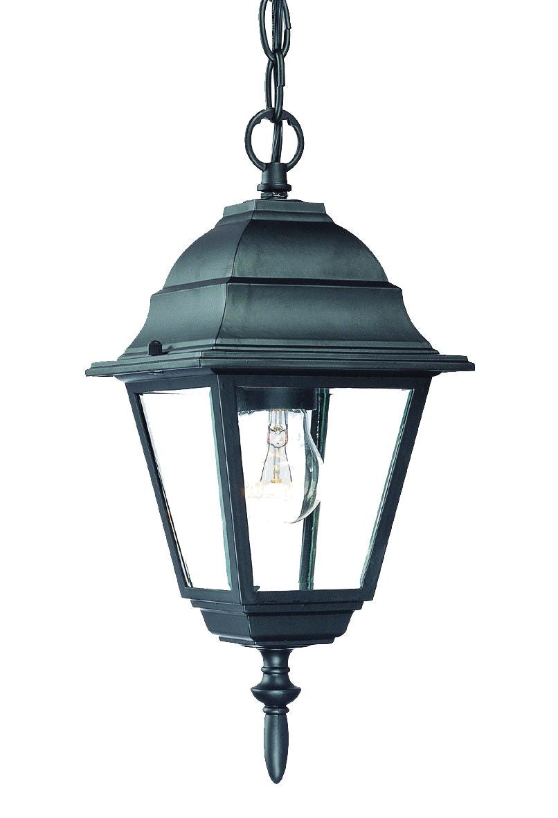 Matte Black Beveled Glass Outdoor Hanging Light - Homeroots