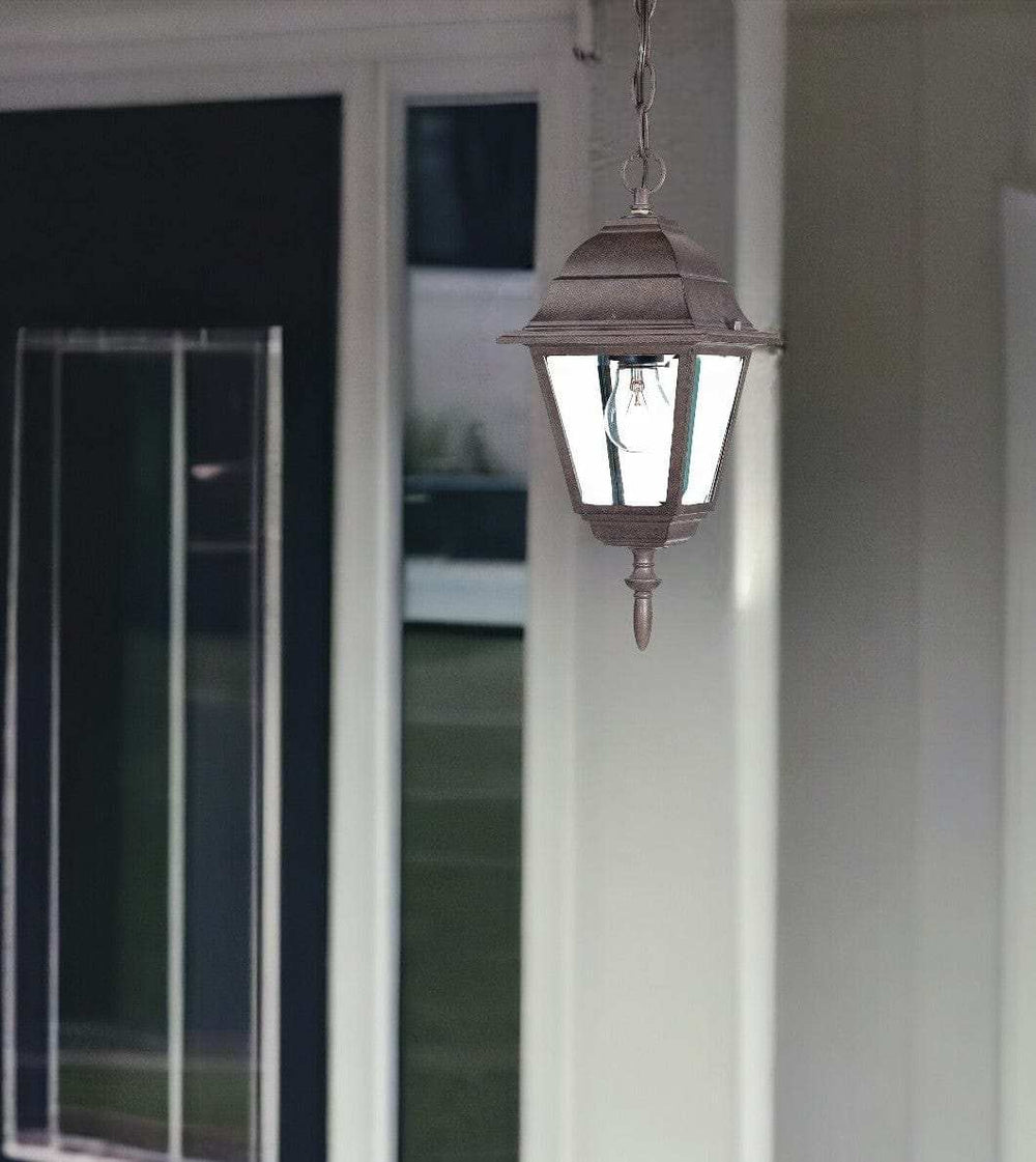 Antique Brown Beveled Glass Outdoor Hanging Light - Homeroots - Flyclothing LLC