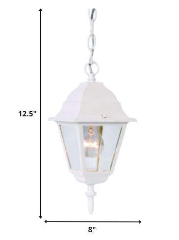 Distressed White Beveled Glass Outdoor Hanging Light - Homeroots - Flyclothing LLC