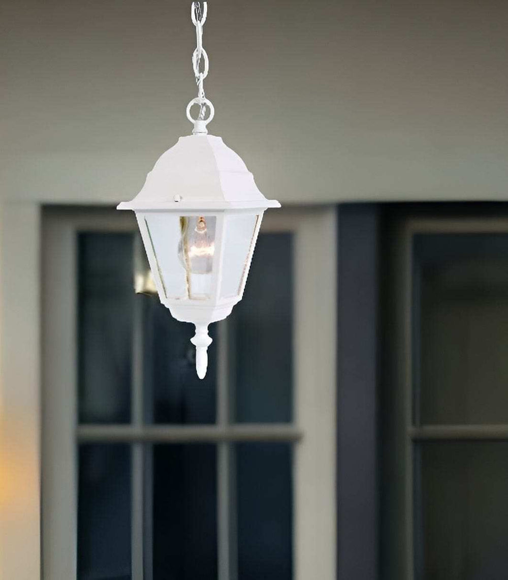 Distressed White Beveled Glass Outdoor Hanging Light - Homeroots - Flyclothing LLC