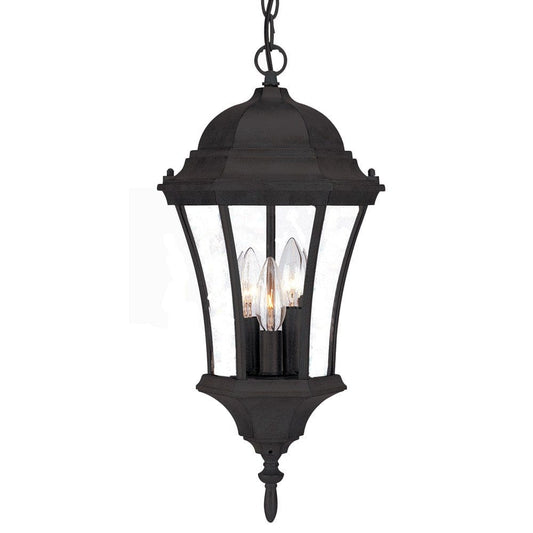 Three Light Matte Black Carousel Lantern Hanging Light - Homeroots