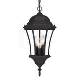Three Light Matte Black Carousel Lantern Hanging Light - Homeroots