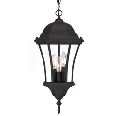 Three Light Matte Black Carousel Lantern Hanging Light - Homeroots