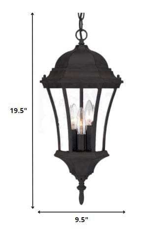 Three Light Matte Black Carousel Lantern Hanging Light - Homeroots - Flyclothing LLC