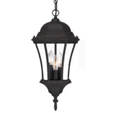 Three Light Matte Black Carousel Lantern Hanging Light - Homeroots