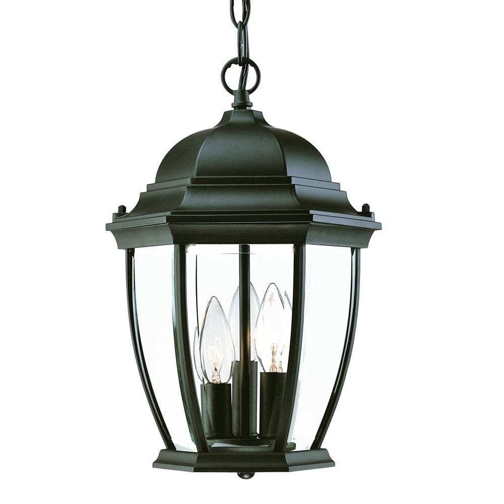 Three Light Matte Black Wide Lantern Hanging Light - Homeroots - Flyclothing LLC