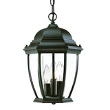 Three Light Matte Black Wide Lantern Hanging Light - Homeroots