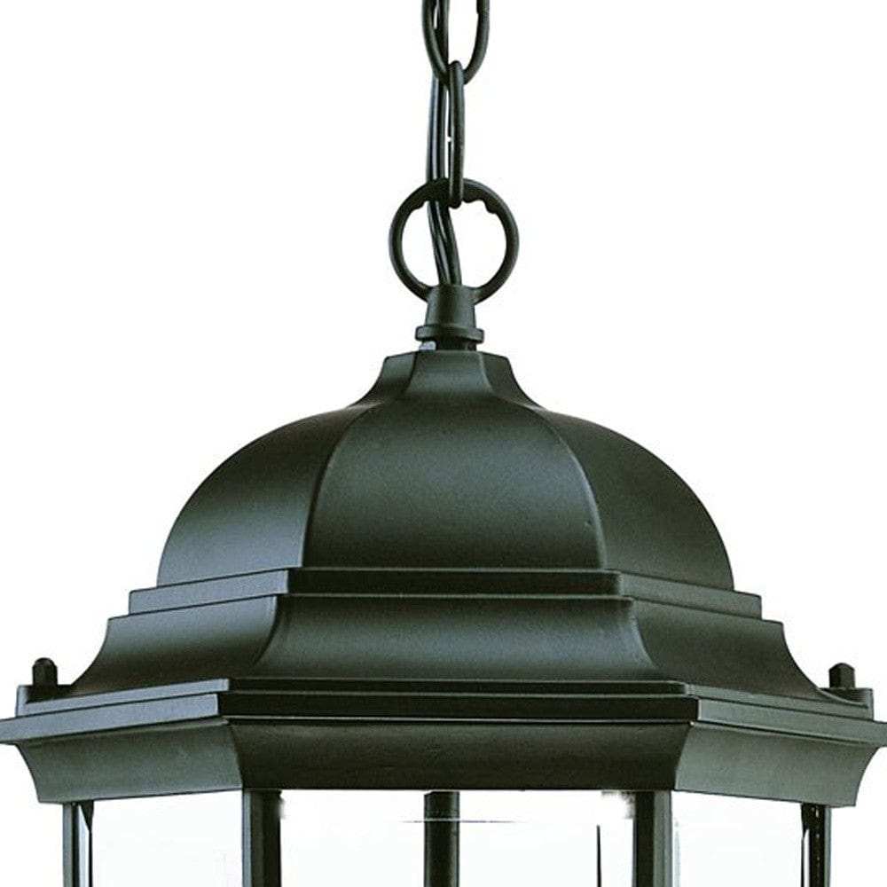 Three Light Matte Black Wide Lantern Hanging Light - Homeroots - Flyclothing LLC