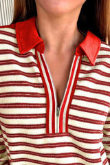 Striped Quarter-Zip Collar Sweatshirt - Trendsi - Flyclothing LLC