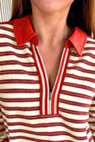 Striped Quarter-Zip Collar Sweatshirt - Trendsi - Flyclothing LLC