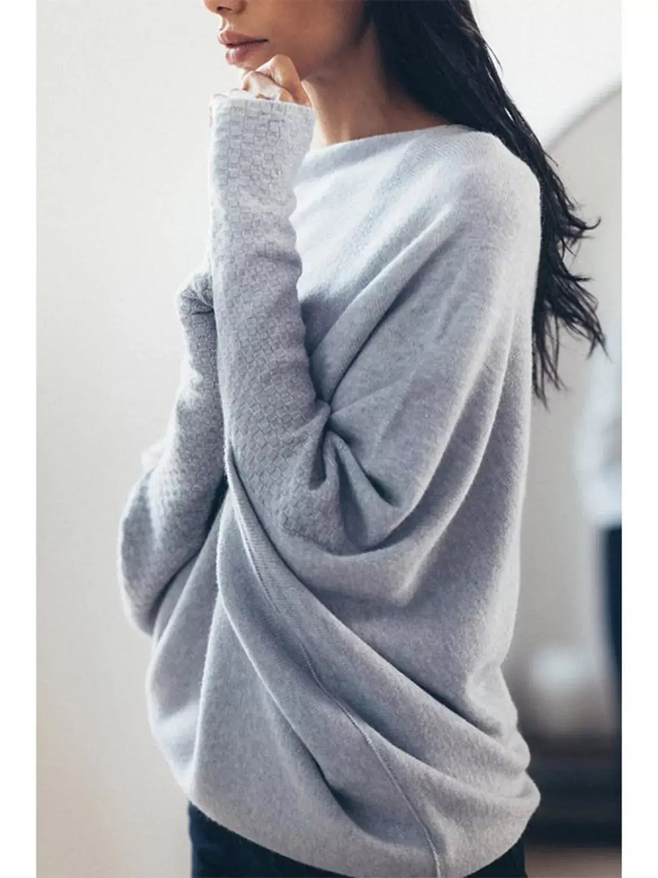 Boat Neck Long Sleeve Sweater - Trendsi - Flyclothing LLC