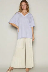 POL V-Neck Half Sleeve T-Shirt - Trendsi - Flyclothing LLC