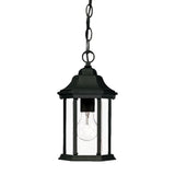 12" Narrow Matte Black Glass Lantern Hanging Light - Homeroots