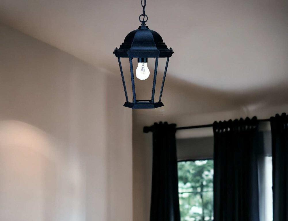 Matte Black Domed Glass Lantern Hanging Light - Homeroots - Flyclothing LLC