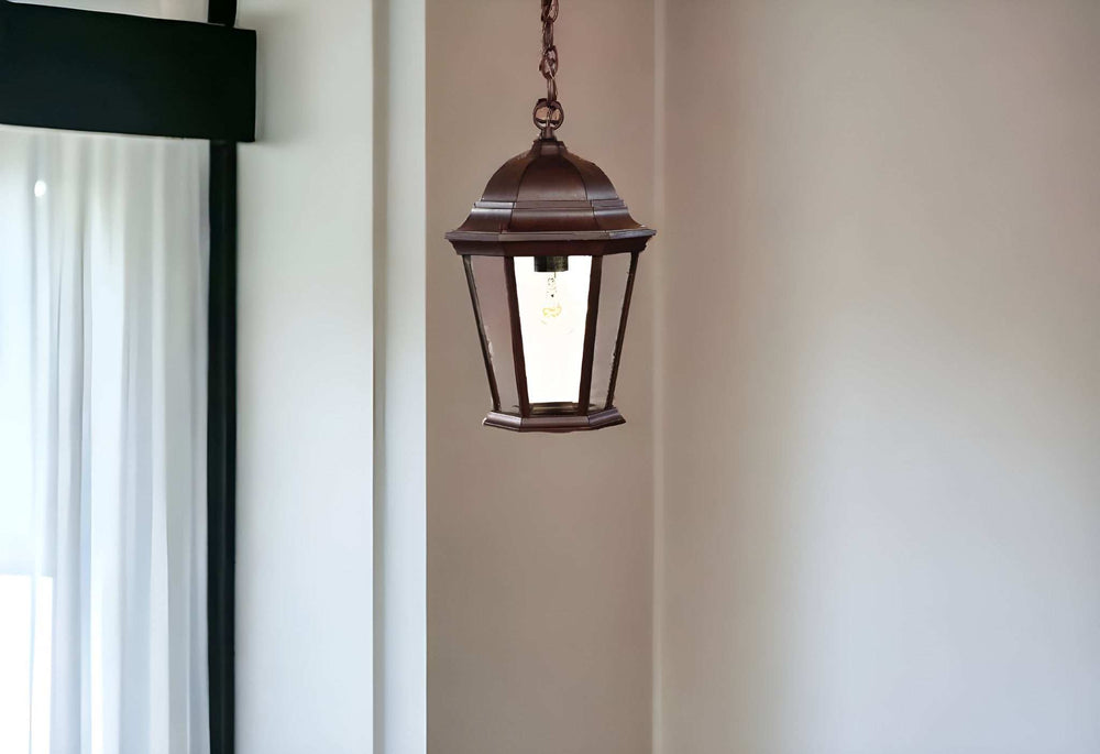 Dark Brown Domed Glass Lantern Hanging Light - Homeroots - Flyclothing LLC