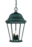 Three Light Matte Black Domed Glass Lantern Hanging Light - Homeroots