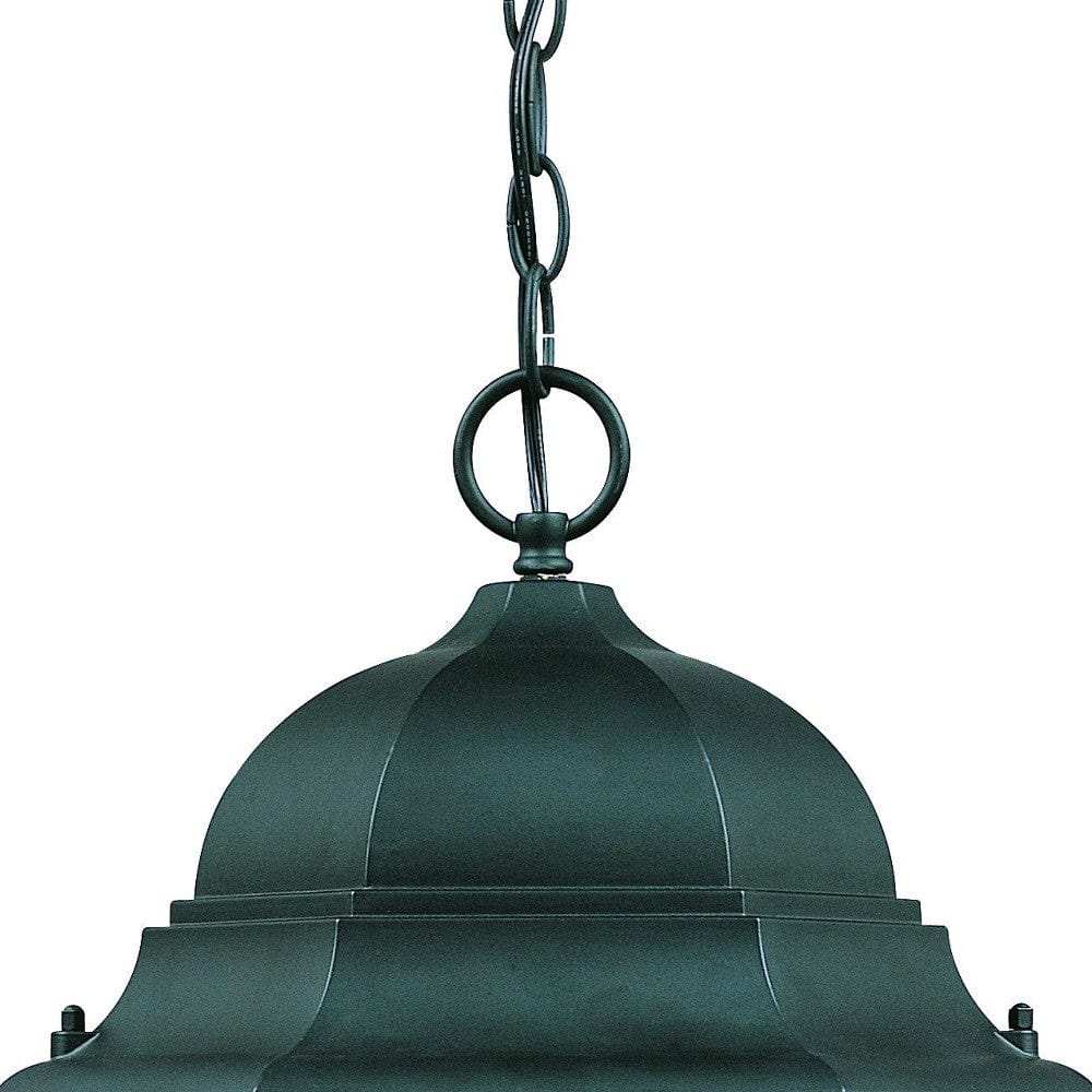 Three Light Matte Black Domed Glass Lantern Hanging Light - Homeroots - Flyclothing LLC