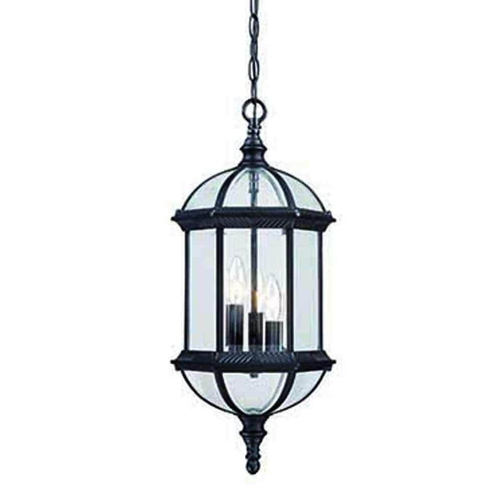 Three Light Matte Black Eastern Lantern Hanging Light - Homeroots - Flyclothing LLC