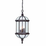 Three Light Dark Brown Eastern Lantern Hanging Light - Homeroots