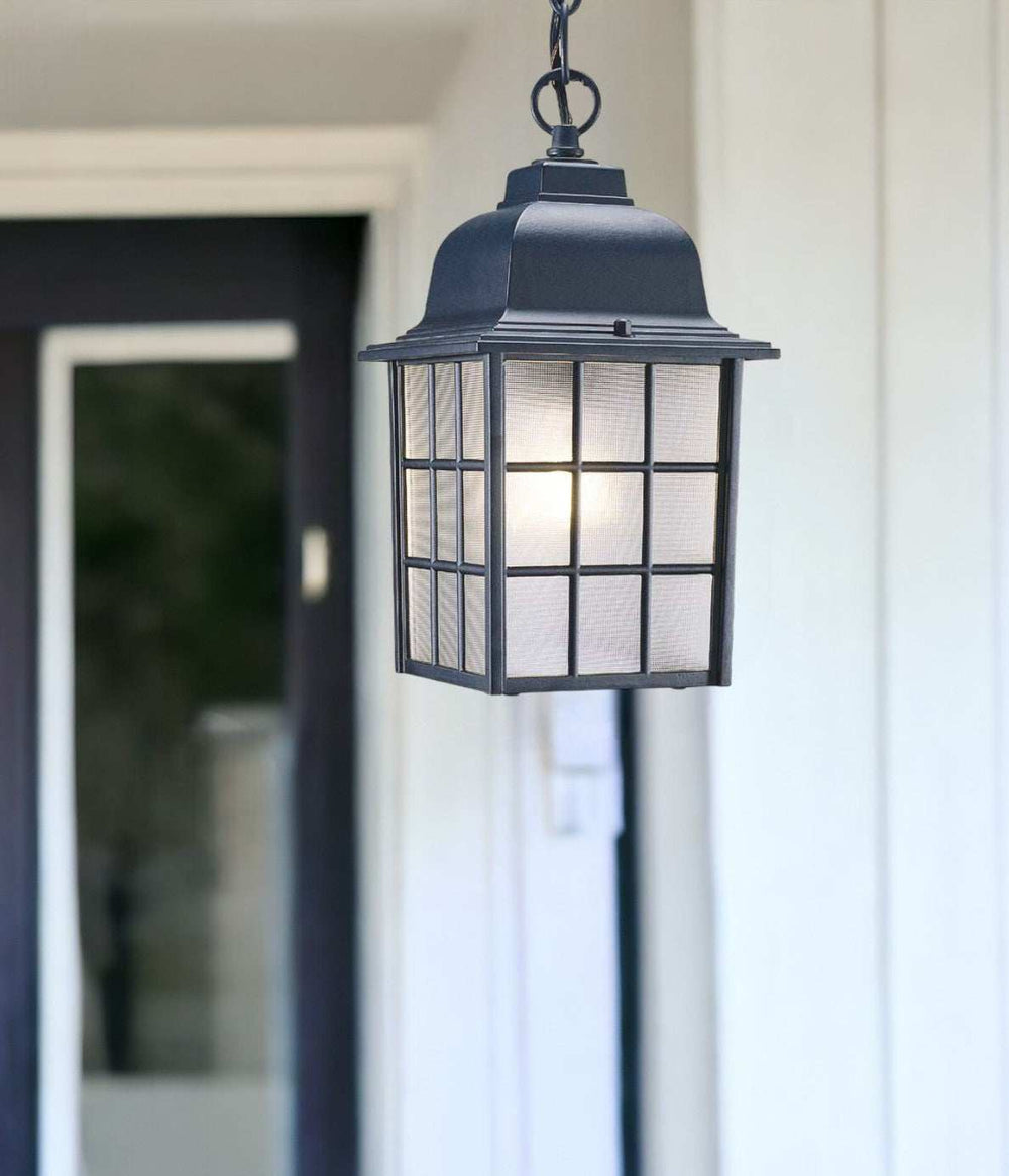 Matte Black Window Pane Lantern Hanging Light - Homeroots - Flyclothing LLC
