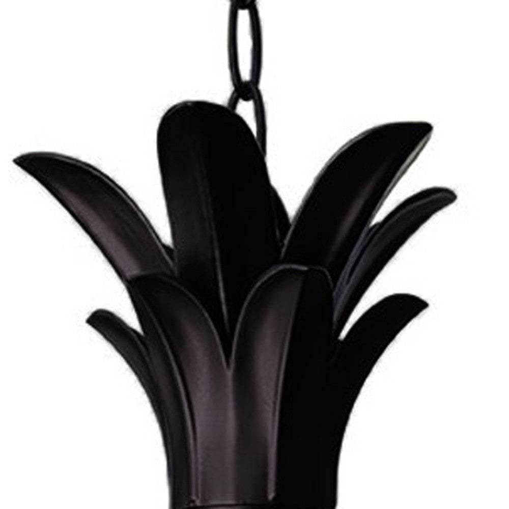 Clear and Black Three Light Pineapple Outdoor Hanging Pendent Light - Homeroots - Flyclothing LLC