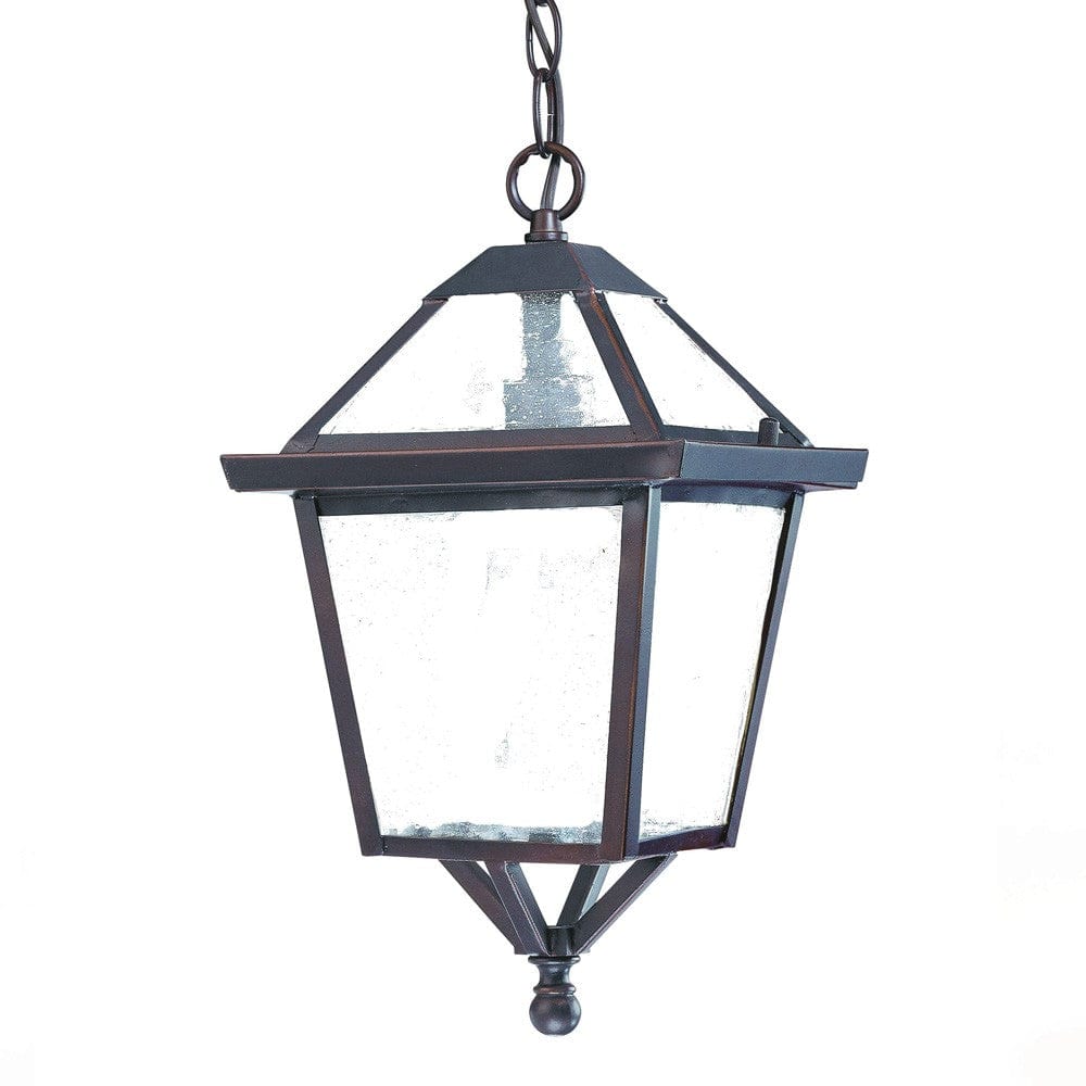 Antique Bronze Glass Hanging Lantern Light - Homeroots