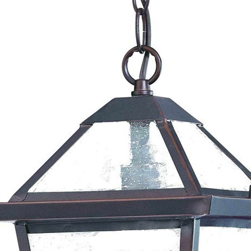 Antique Bronze Glass Hanging Lantern Light - Homeroots - Flyclothing LLC