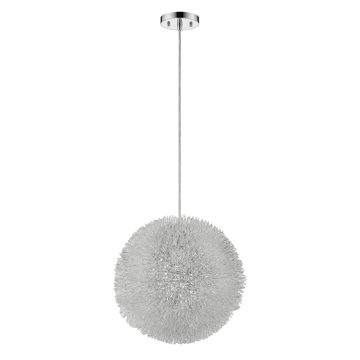 Luminary 1-Light Metallic Silver Pendant With Hand Woven Aluminum Wire Shade (12") - Homeroots - Flyclothing LLC