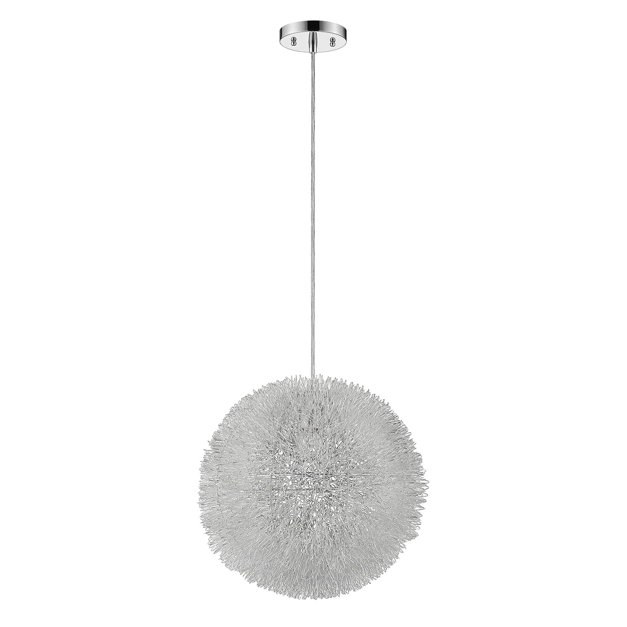 Luminary 1-Light Metallic Silver Pendant With Hand Woven Aluminum Wire Shade (12") - Homeroots - Flyclothing LLC
