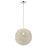 Luminary 1-Light Metallic Silver Pendant With Hand Woven Aluminum Wire Shade (12") - Homeroots - Flyclothing LLC